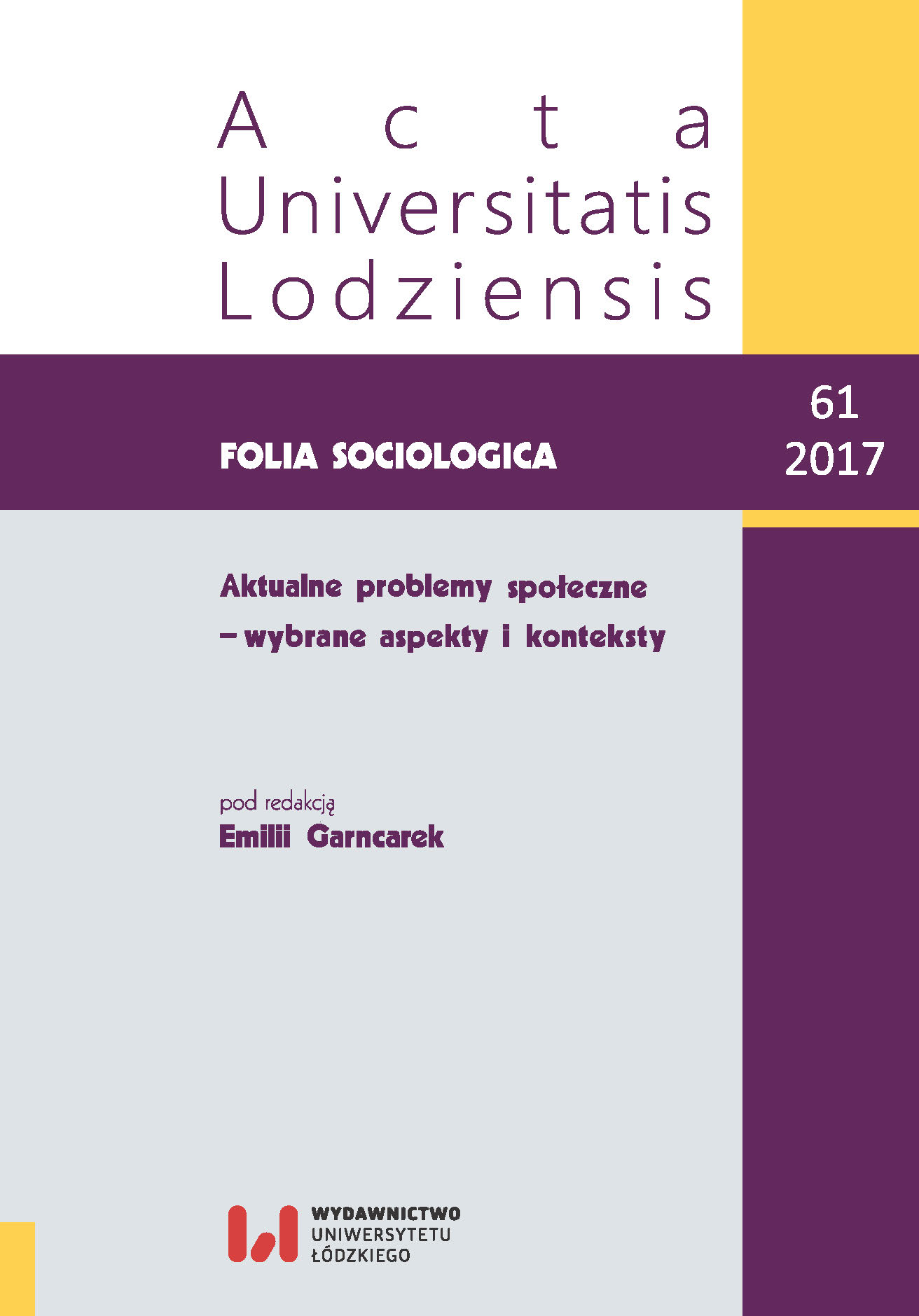 					Pokaż  Nr 61 (2017): Aktualne problemy społeczne – wybrane aspekty i konteksty
				
