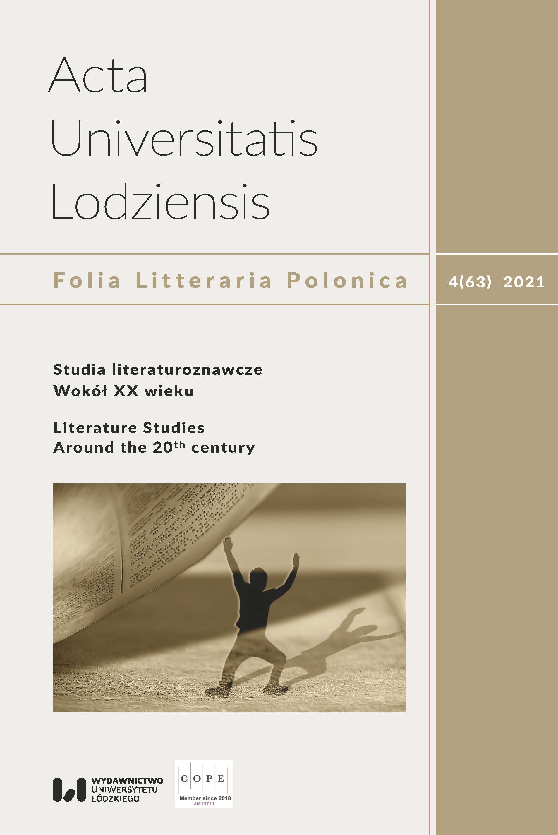 					View Vol. 63 No. 4 (2021): Literature Studies. Around the 20th century
				