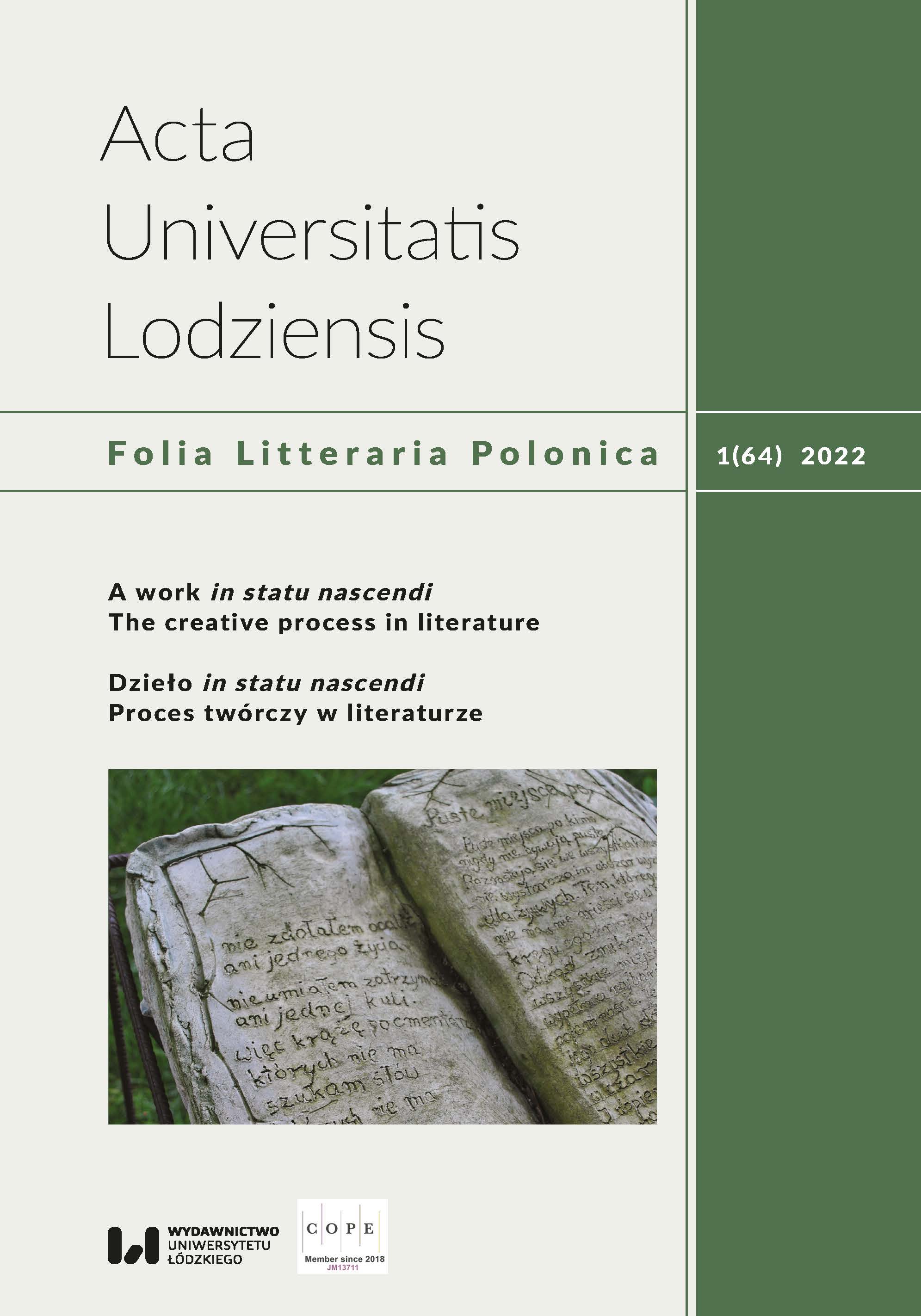 					View Vol. 64 No. 1 (2022): A work in statu nascendi. The creative process in literature
				