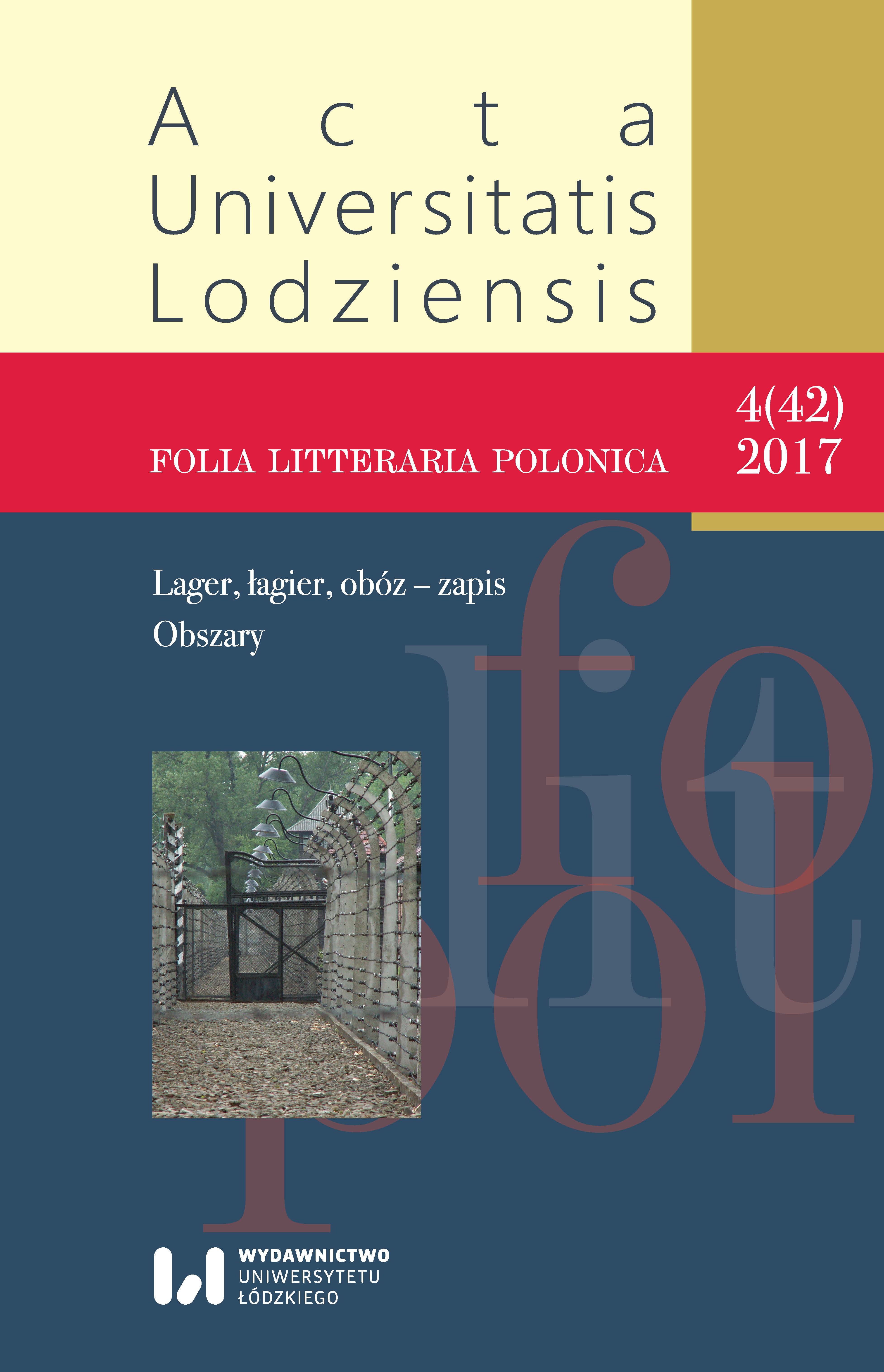 					Pokaż  Tom 42 Nr 4 (2017): Lagier, łagier, obóz - zapis. Obszary
				