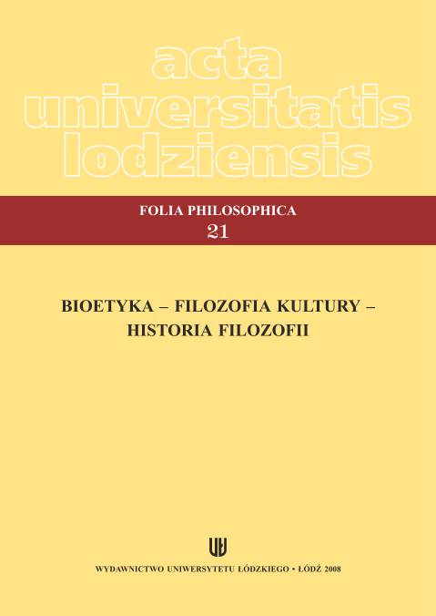 					Ansehen Nr. 21 (2008): Bioetyka - Filozofia kultury - Historia filozofii
				