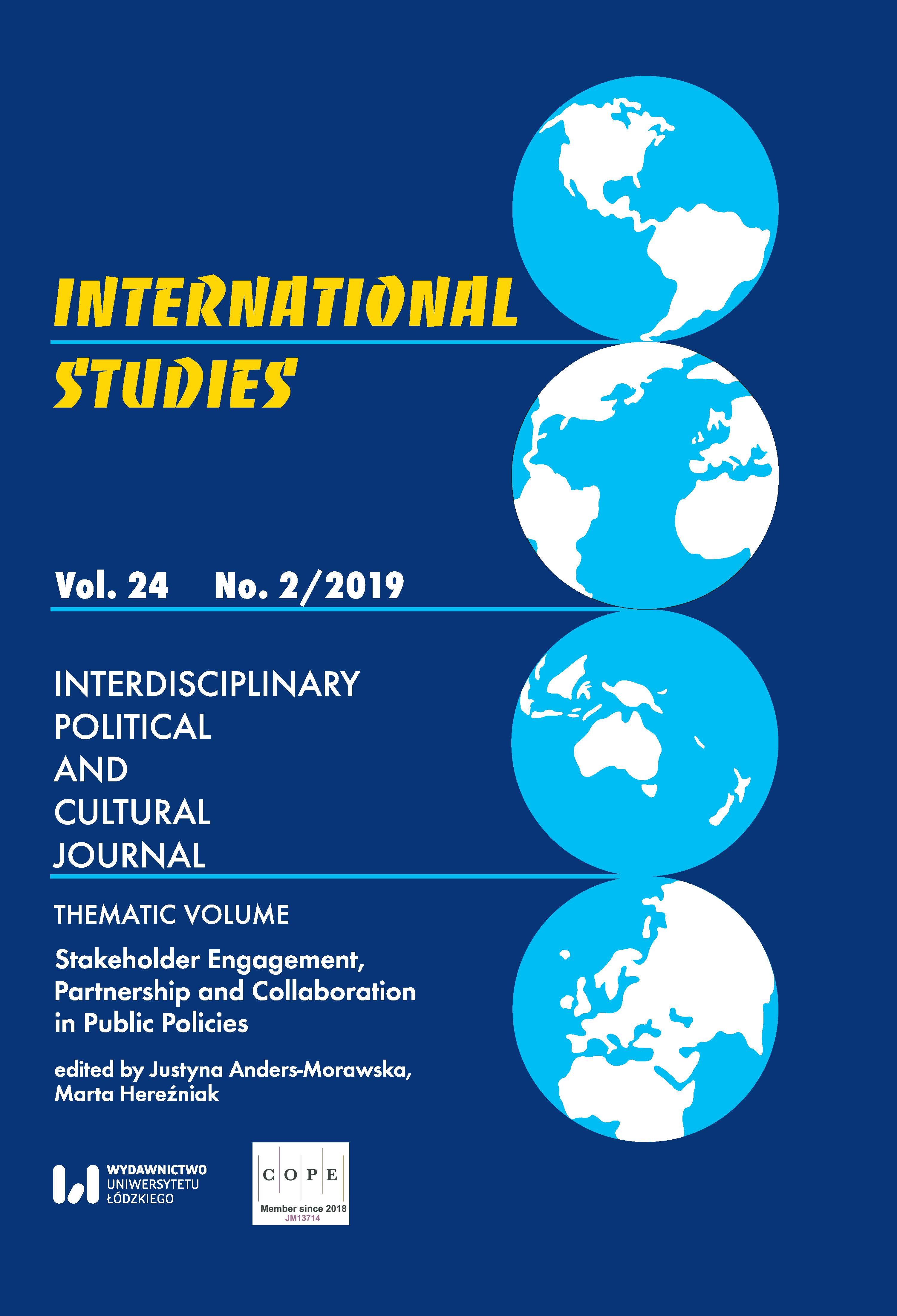 					View Vol. 24 No. 2 (2019): Stakeholder Engagement, Partnership and Collaboration in Public Policies
				
